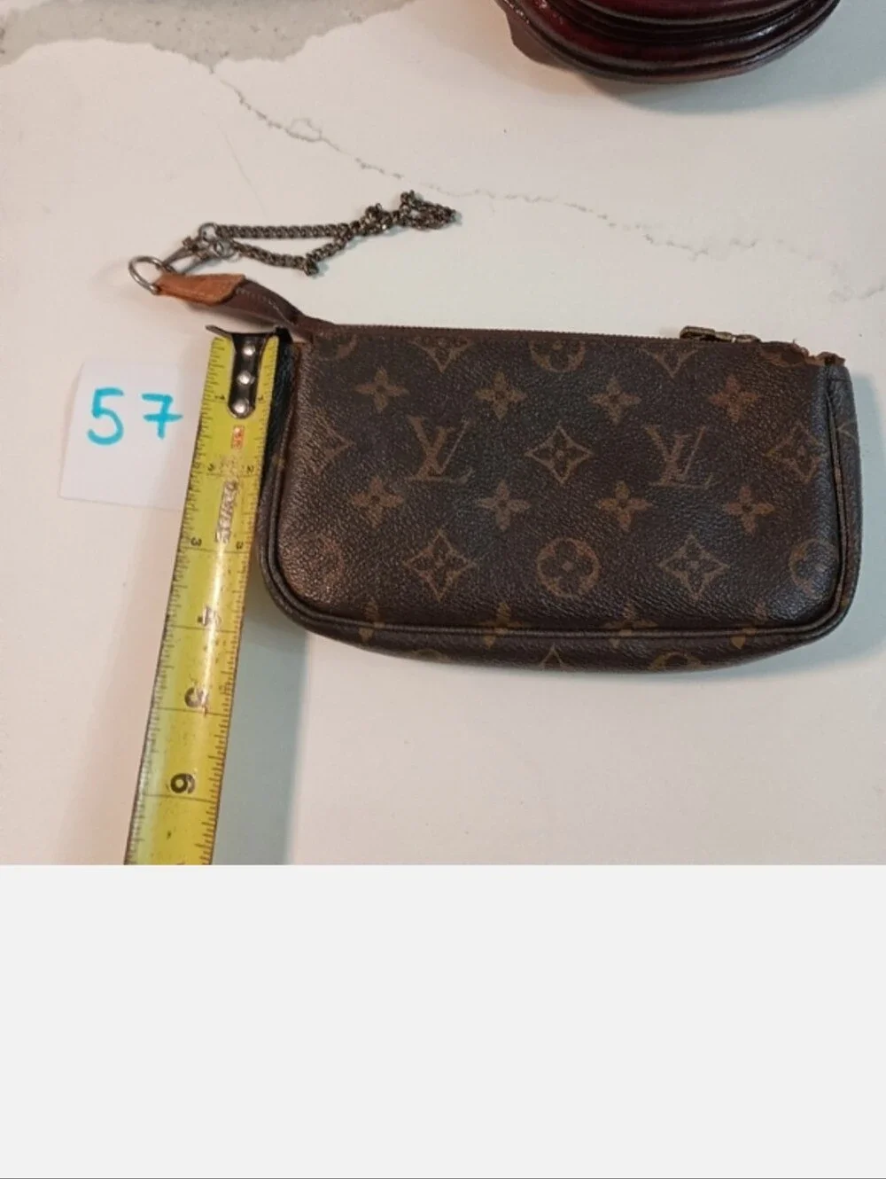 Authentic Louis Vuitton Monogram Pochette Accessoires Chain Wristlet Bag